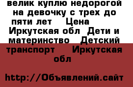 велик куплю недорогой,на девочку с трех до пяти лет. › Цена ­ 900 - Иркутская обл. Дети и материнство » Детский транспорт   . Иркутская обл.